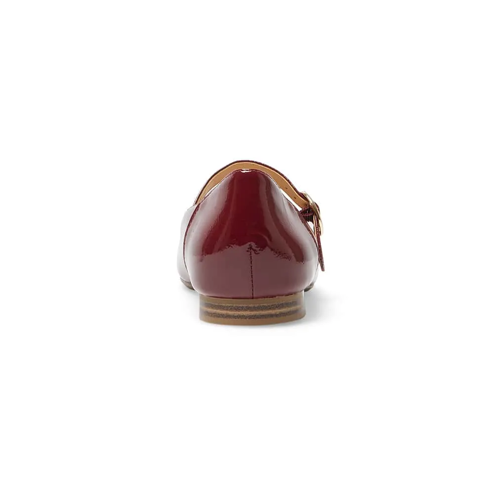 Colby Flat in Wine Crinkle Patent Patent