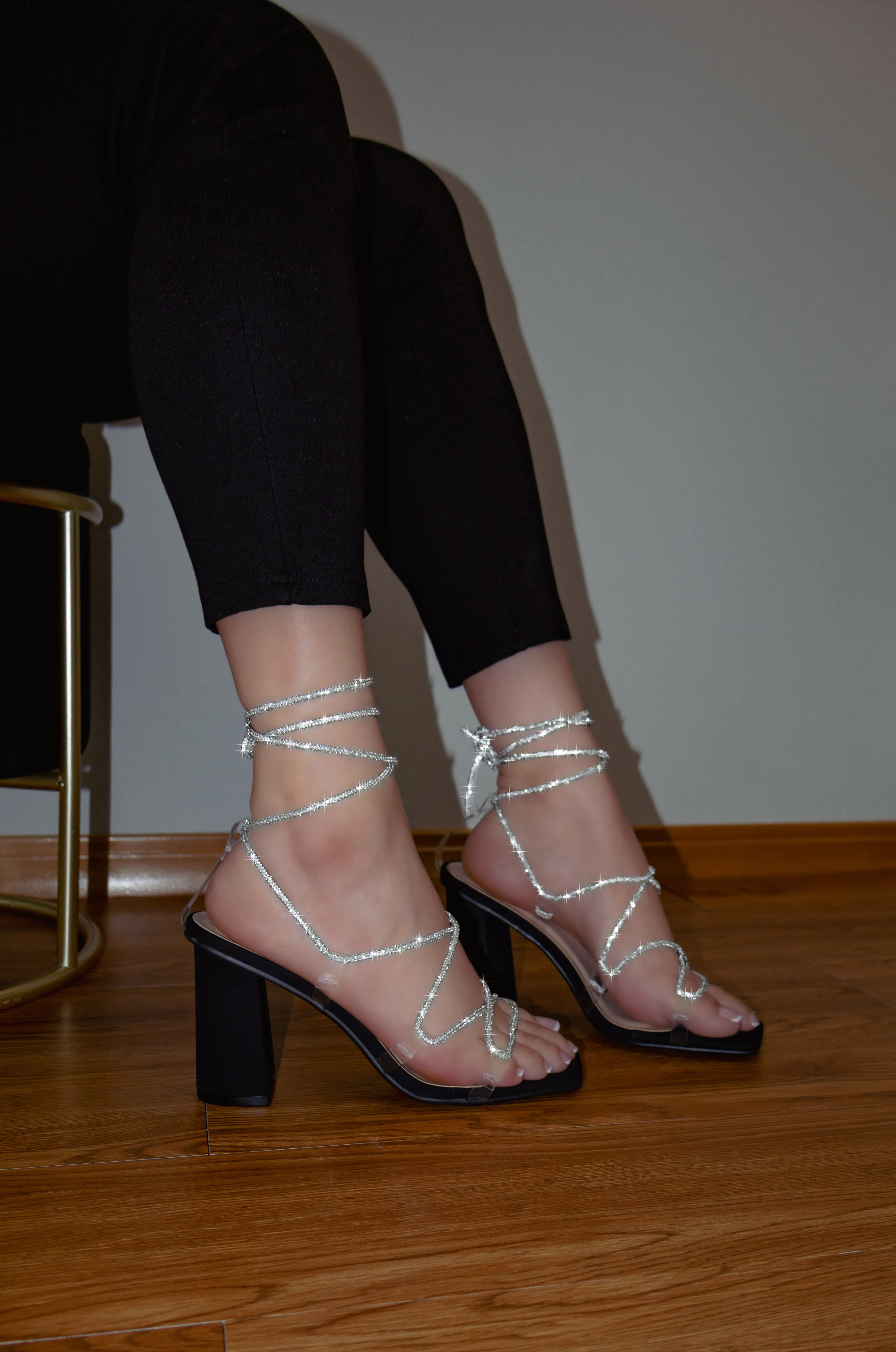 Elysia - Wide Friendly Embellished Lace Up Heels