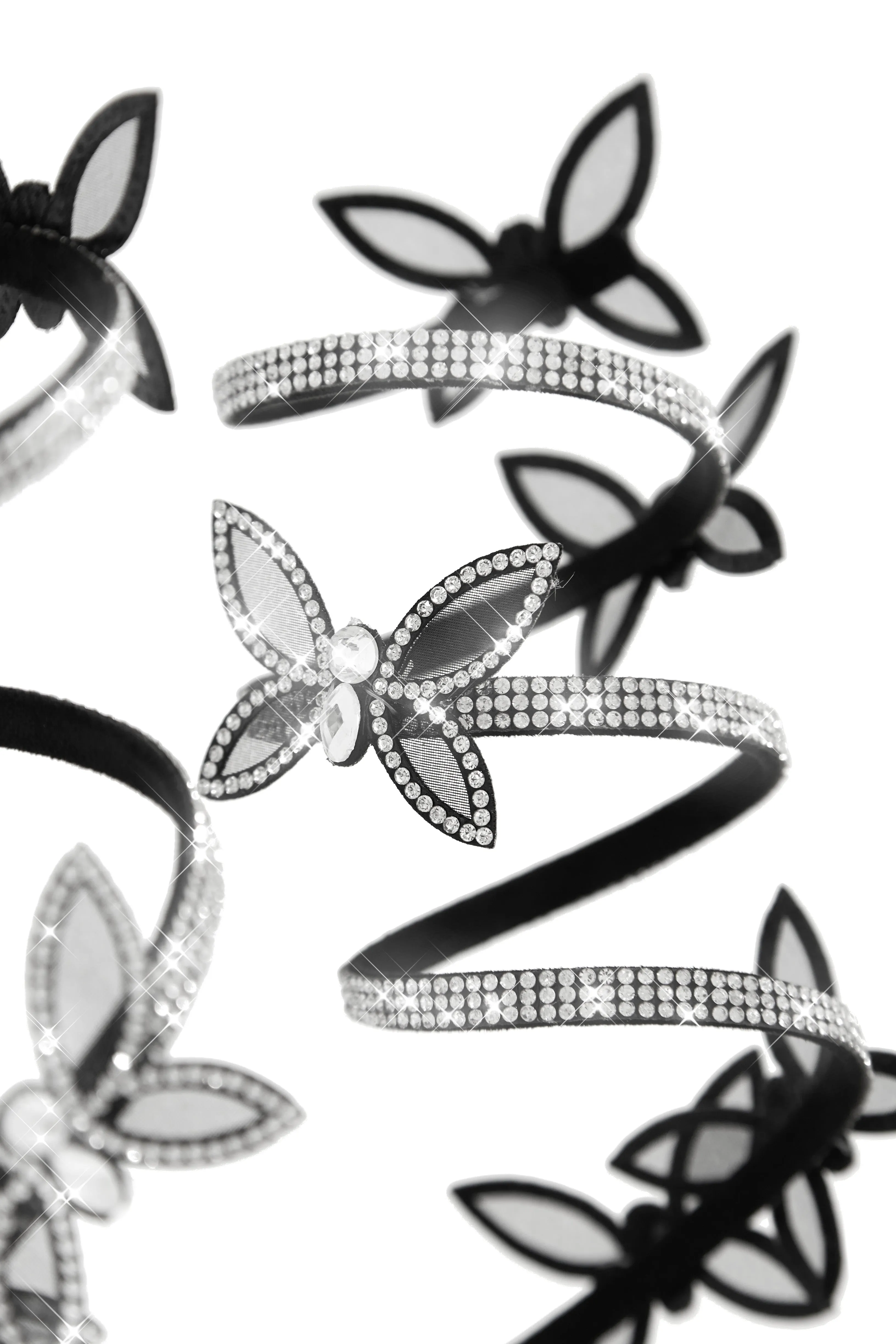 Fantasy Butterfly Embellished Around The Ankle Coil Heels - Black