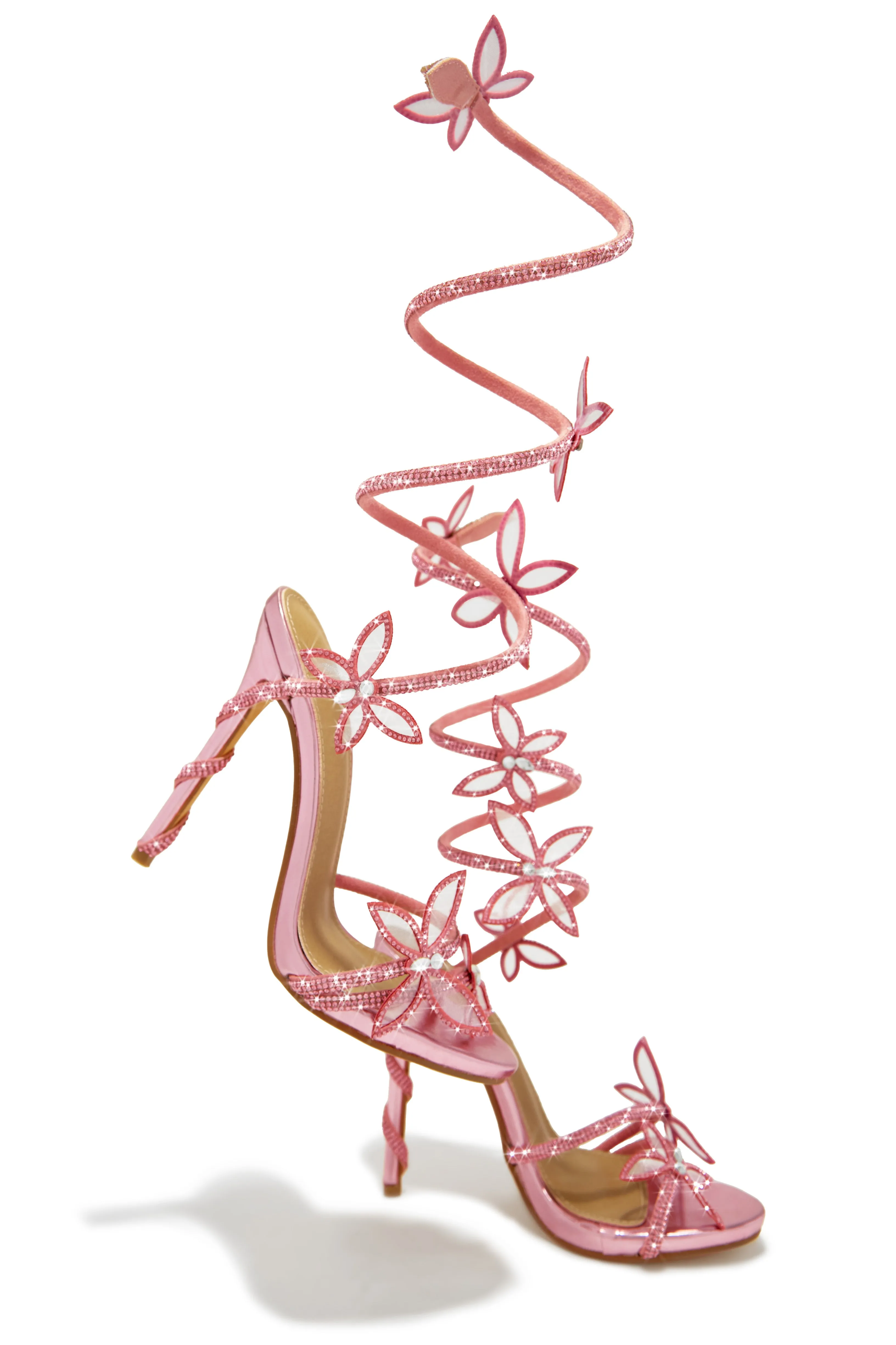 Fantasy Embellished Around The Ankle Coil Heels - Pink