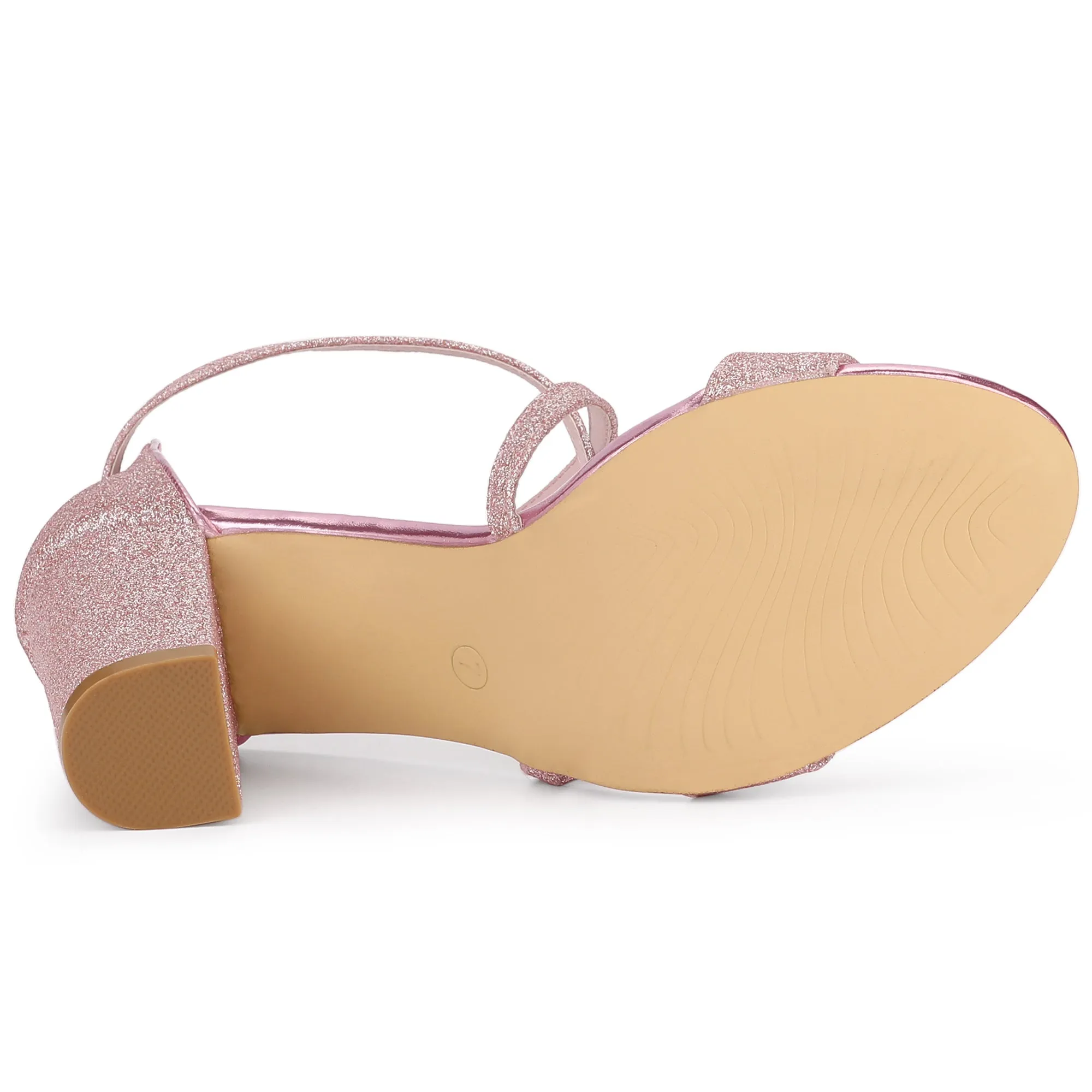 Glitter Crisscross Strap Block Heel Sandals