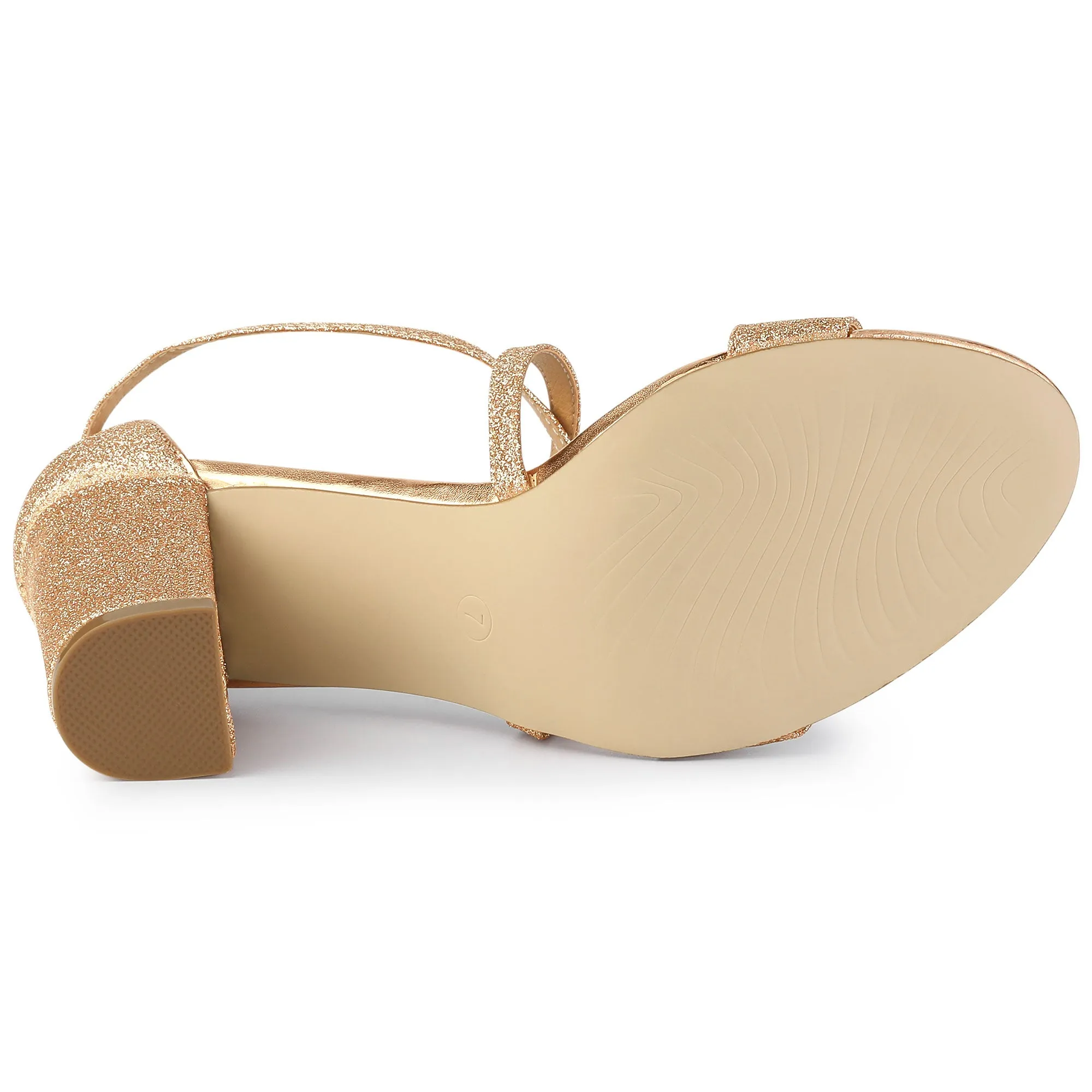Glitter Crisscross Strap Block Heel Sandals