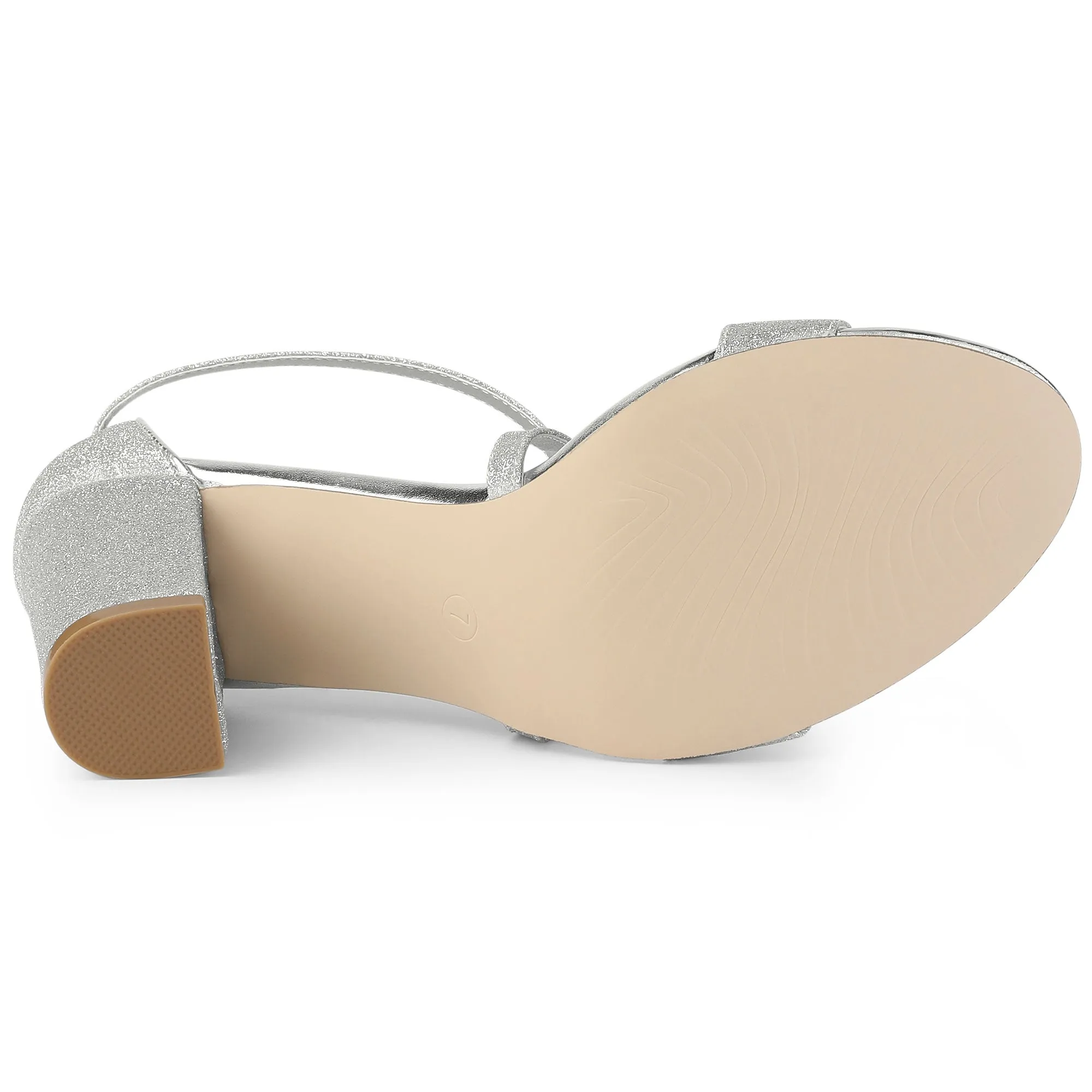 Glitter Crisscross Strap Block Heel Sandals