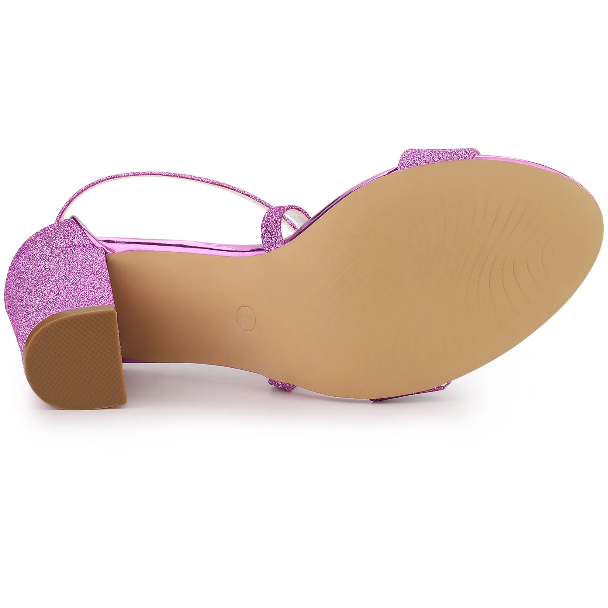 Glitter Crisscross Strap Block Heel Sandals