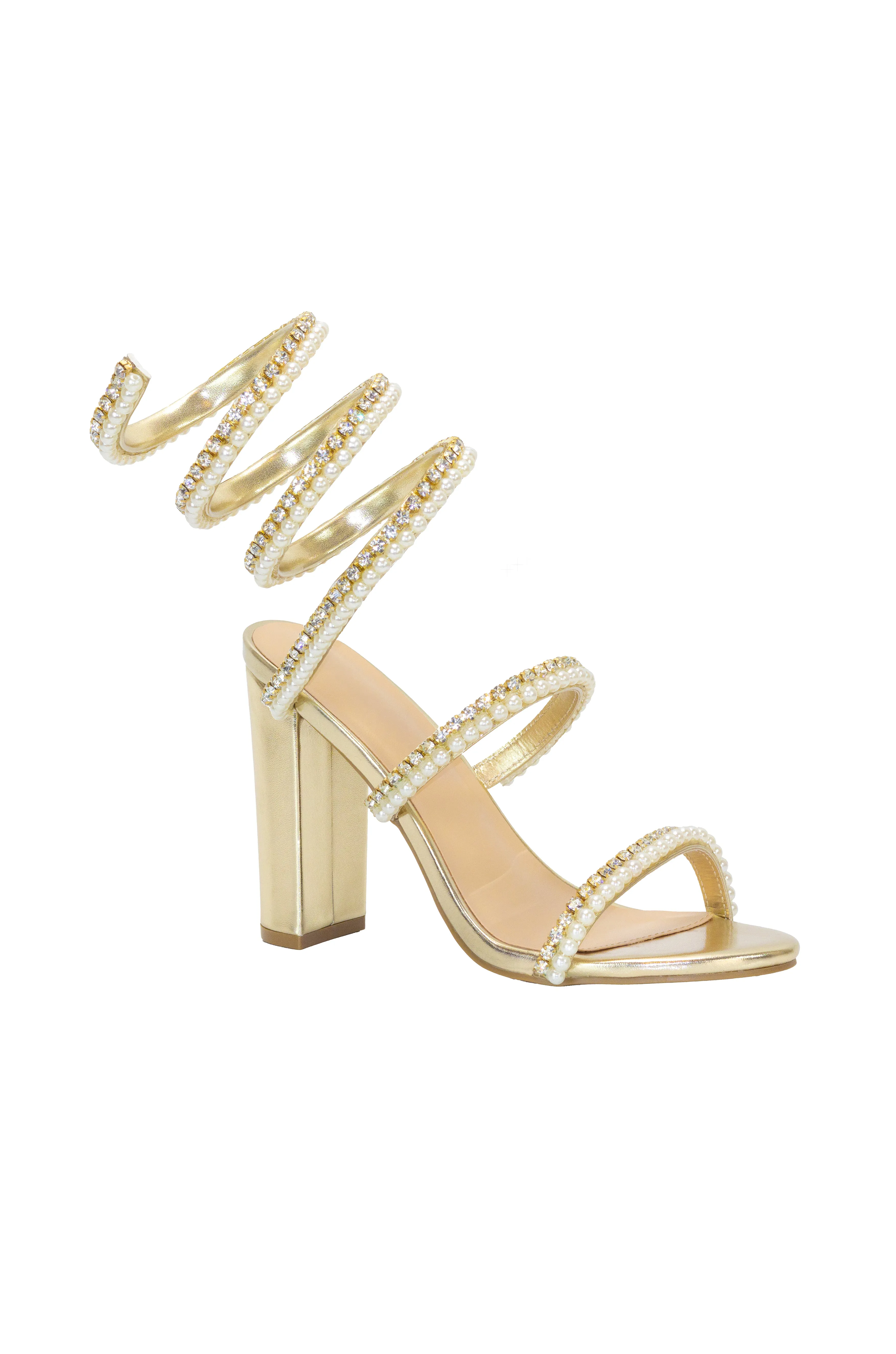 Hausa - Embellished Spiral Coil Block High Heels