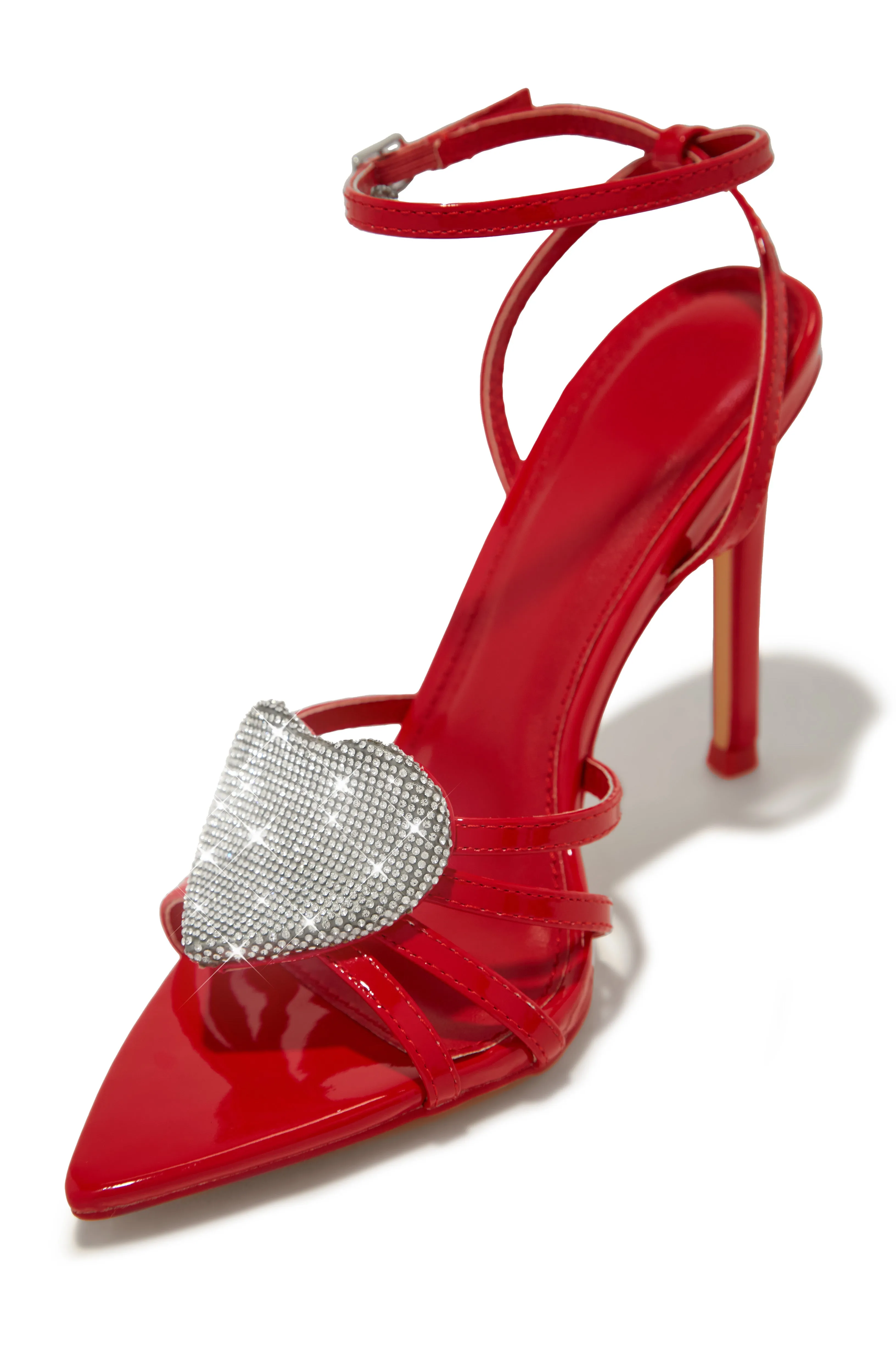 Heartbreaker Heart Embellished High Heels - Red