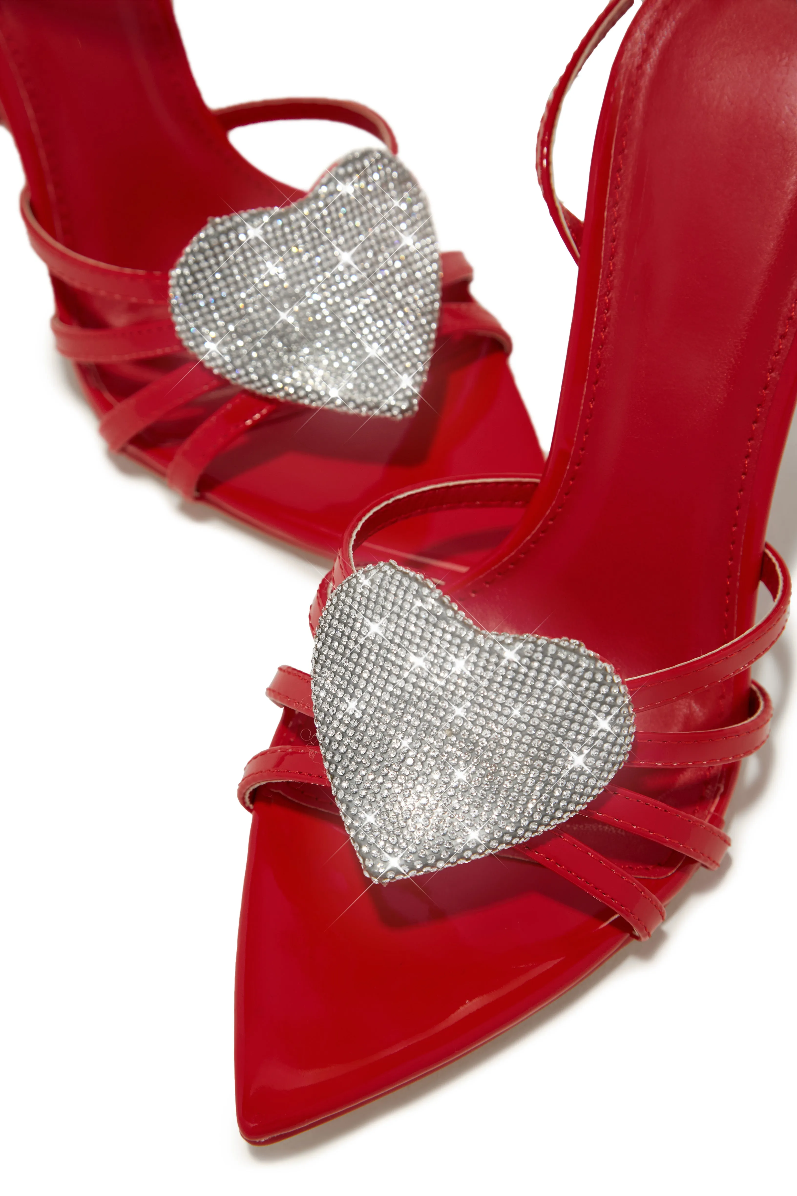Heartbreaker Heart Embellished High Heels - Red