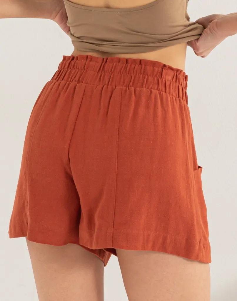 High Waist Linen Shorts