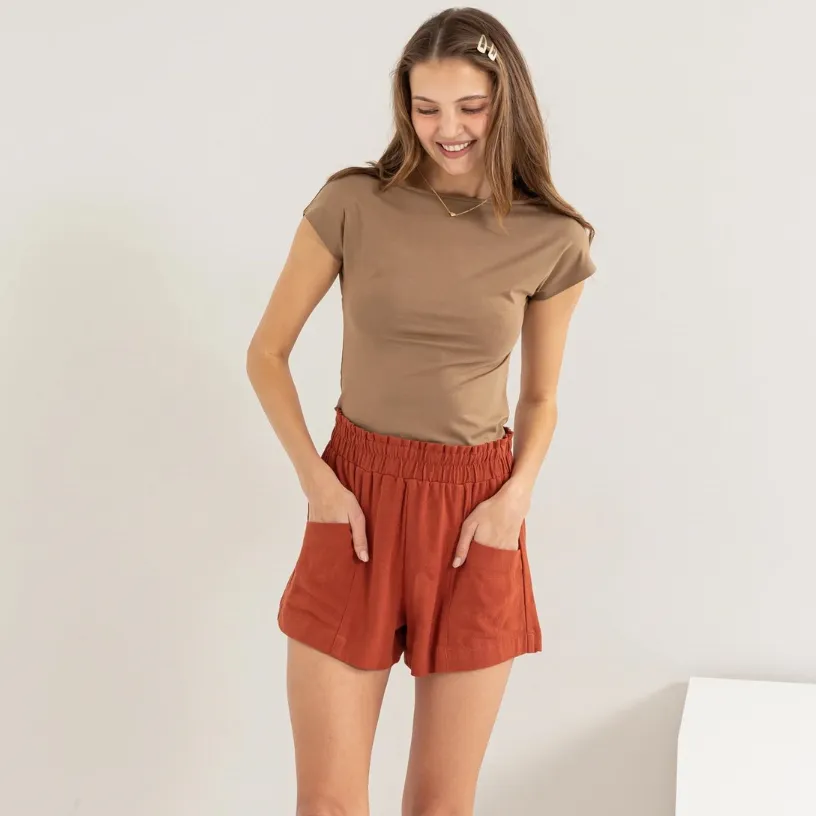 High Waist Linen Shorts