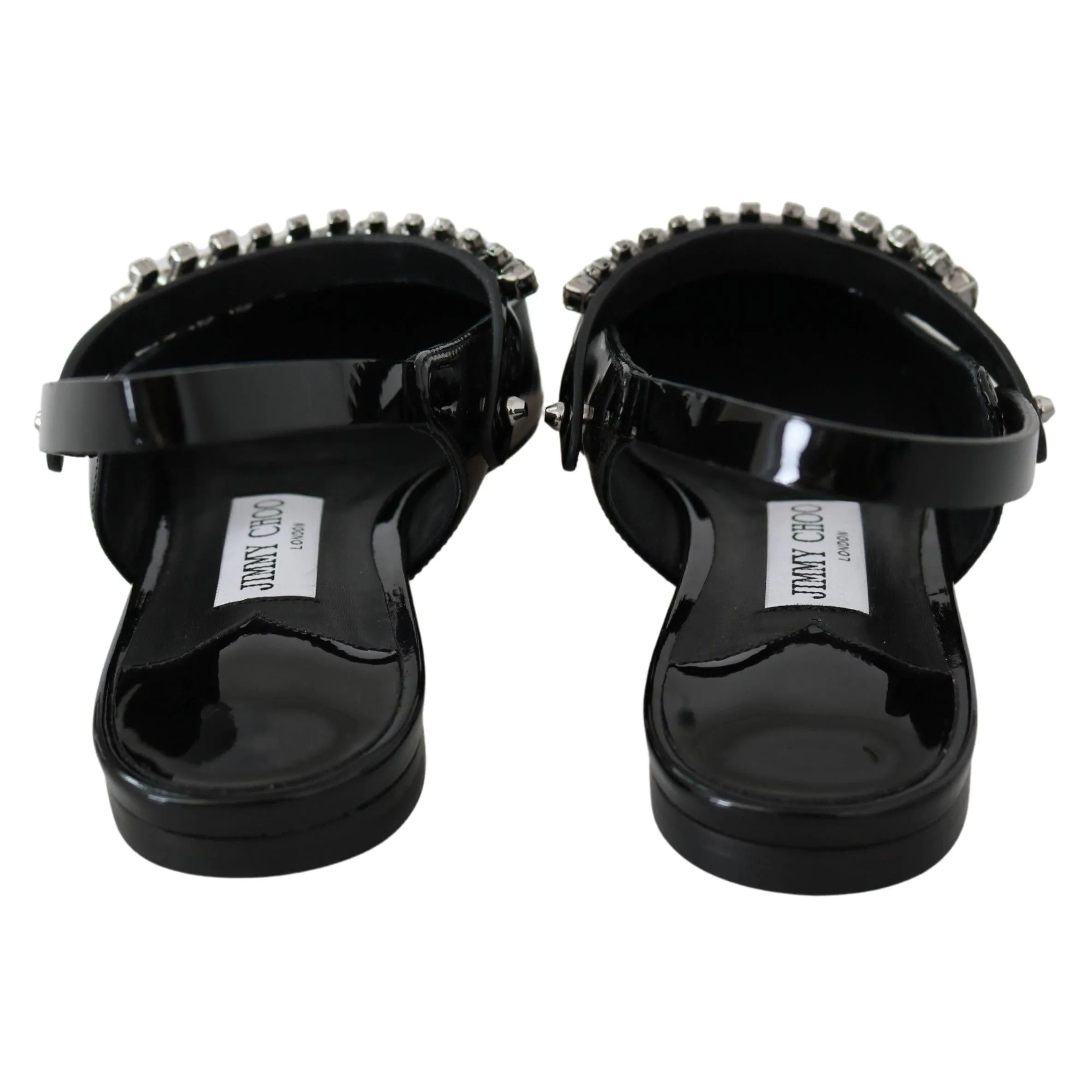 Jimmy Choo Elegant Black Patent Flats with Crystal Accent