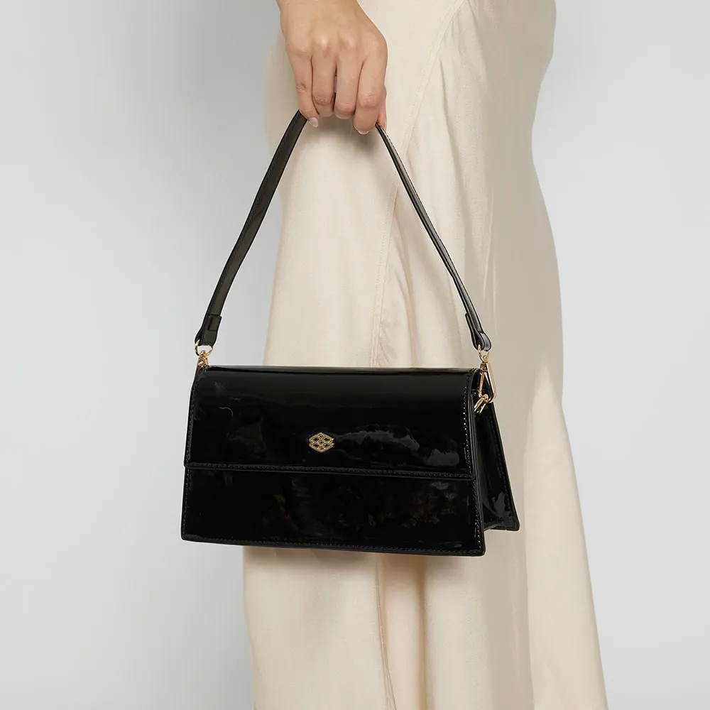 June Handbag in Black Patent