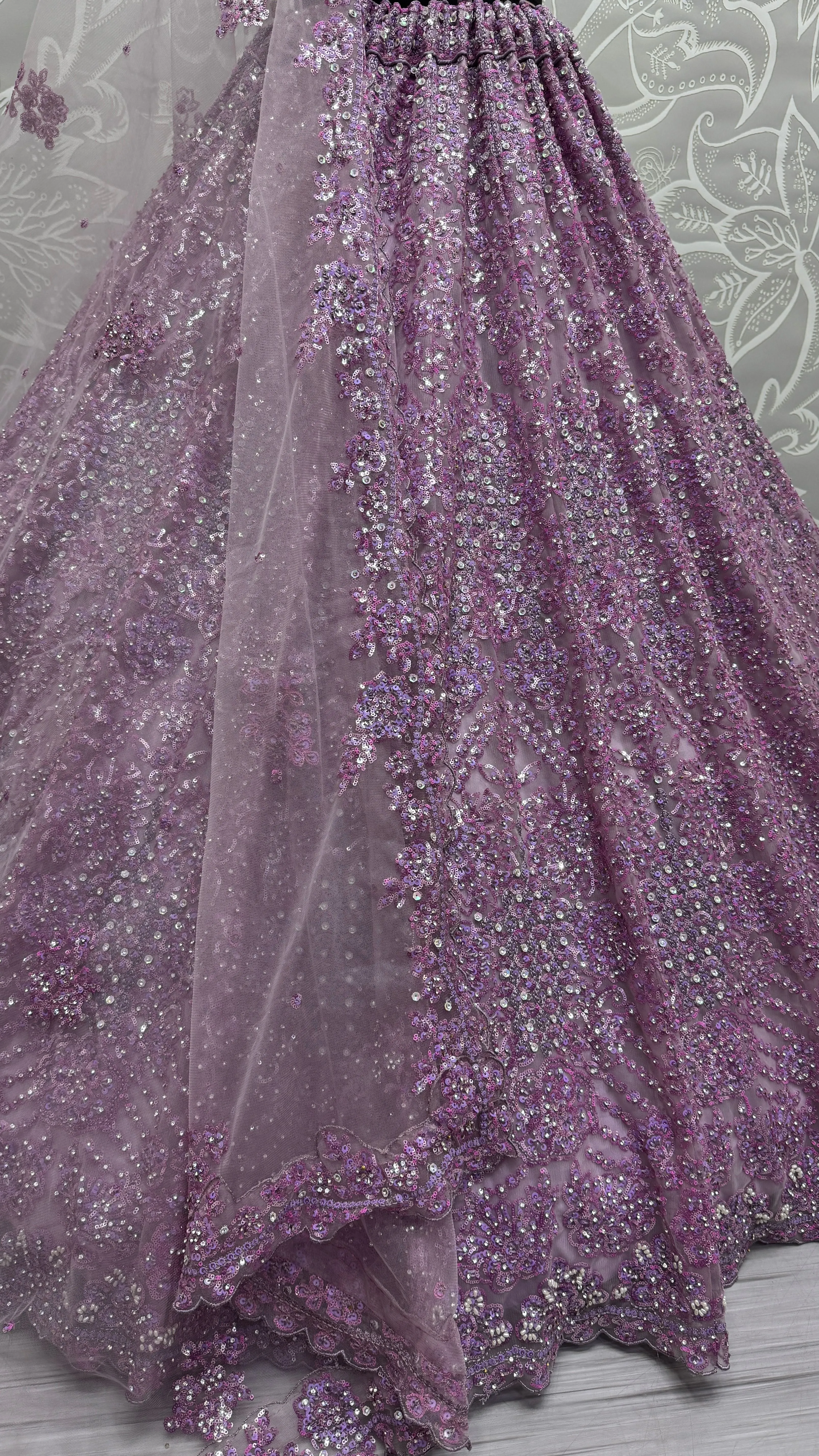 Lilac Heavy Soft Net Heavy Multi thread & Sequence work Wedding Bridal Lehenga Choli