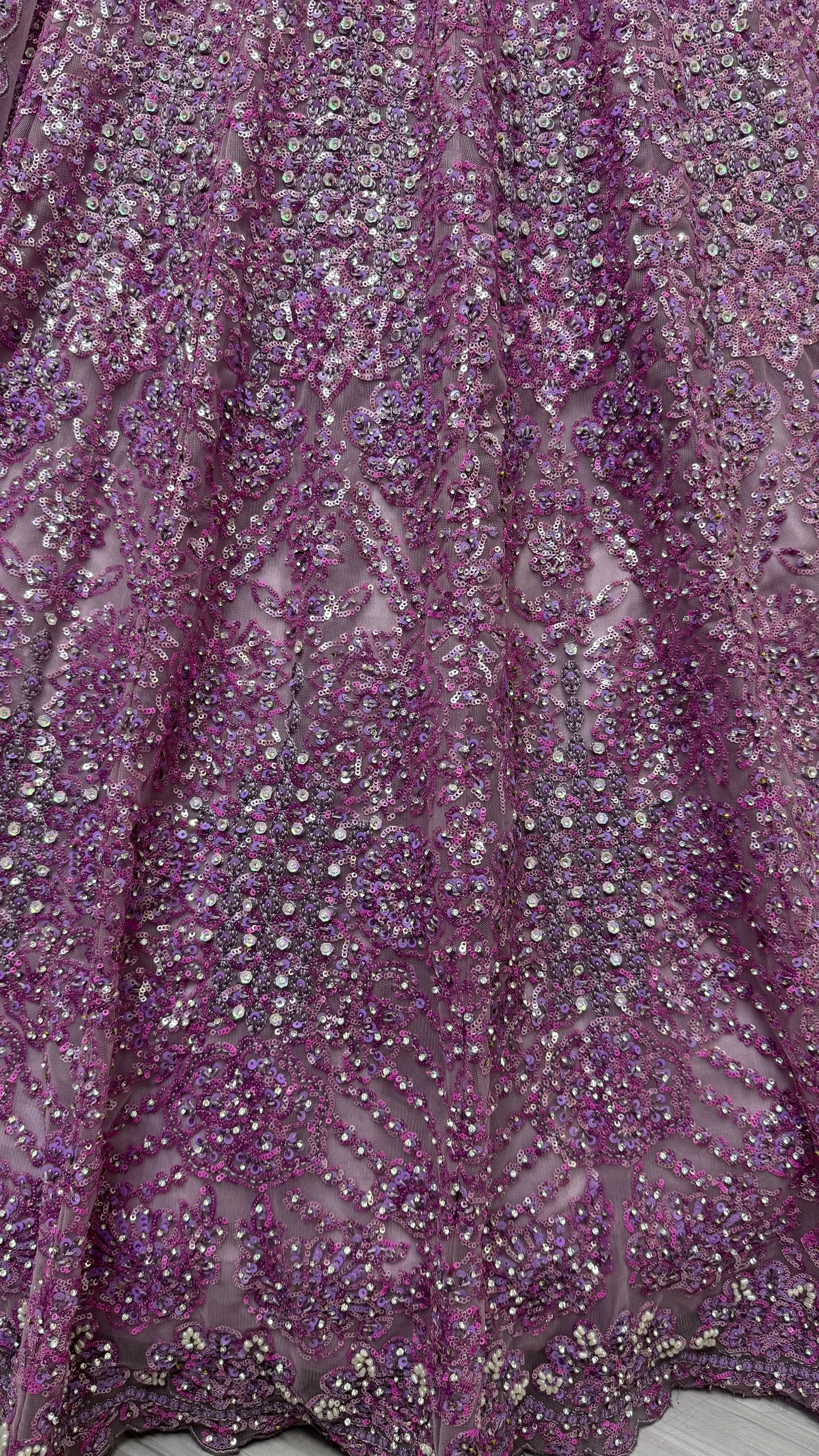 Lilac Heavy Soft Net Heavy Multi thread & Sequence work Wedding Bridal Lehenga Choli