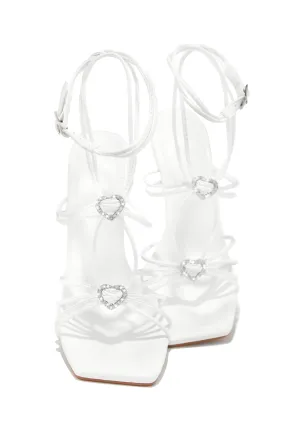Lovestruck Embellished Strappy High Heels - White
