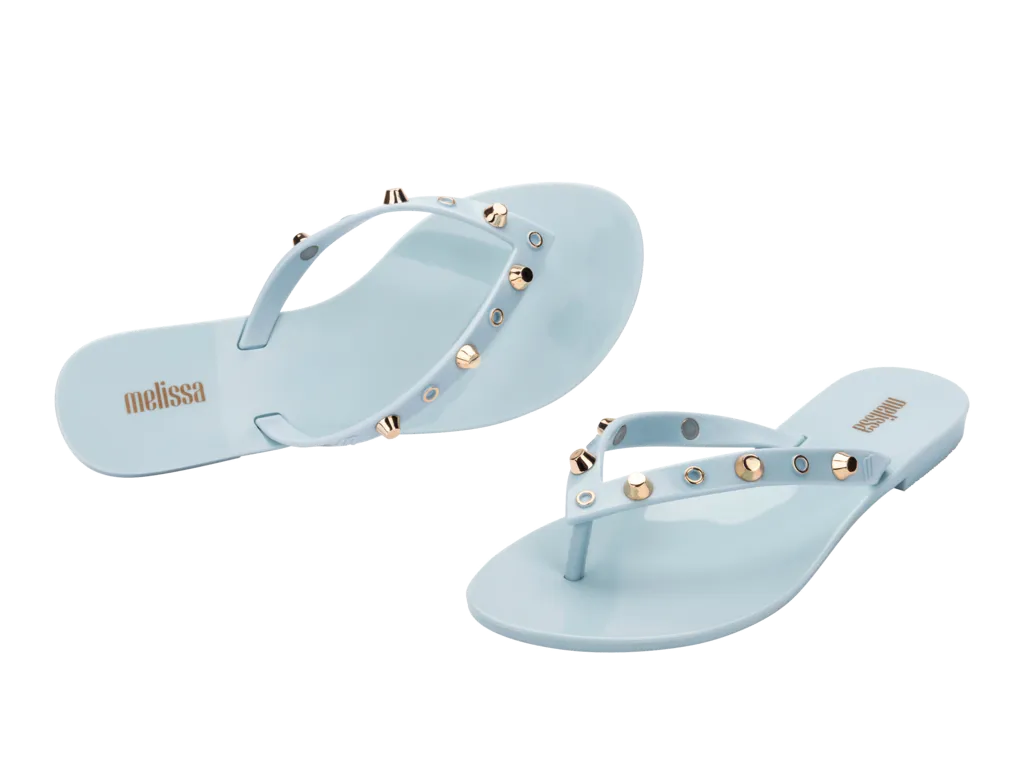 Melissa Harmonic II AD Studded Blue Flat Flip Flops For Women