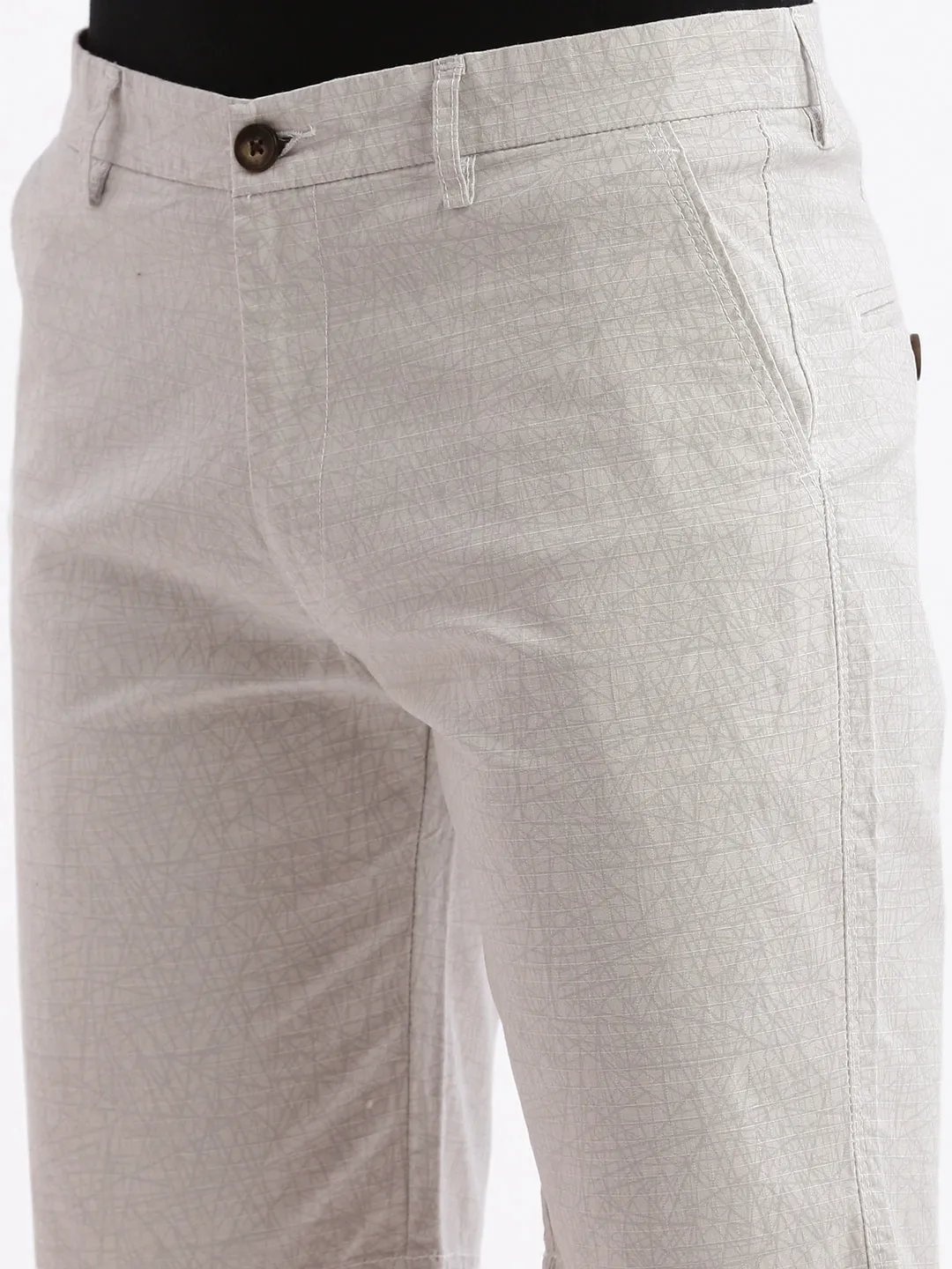 Men Abstract Grey Cotton Shorts