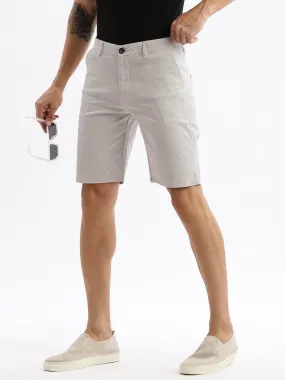 Men Abstract Grey Cotton Shorts
