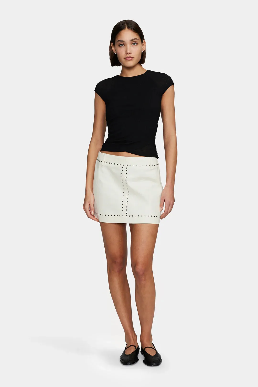 MITCHELL STUDDED SKIRT | CREAM