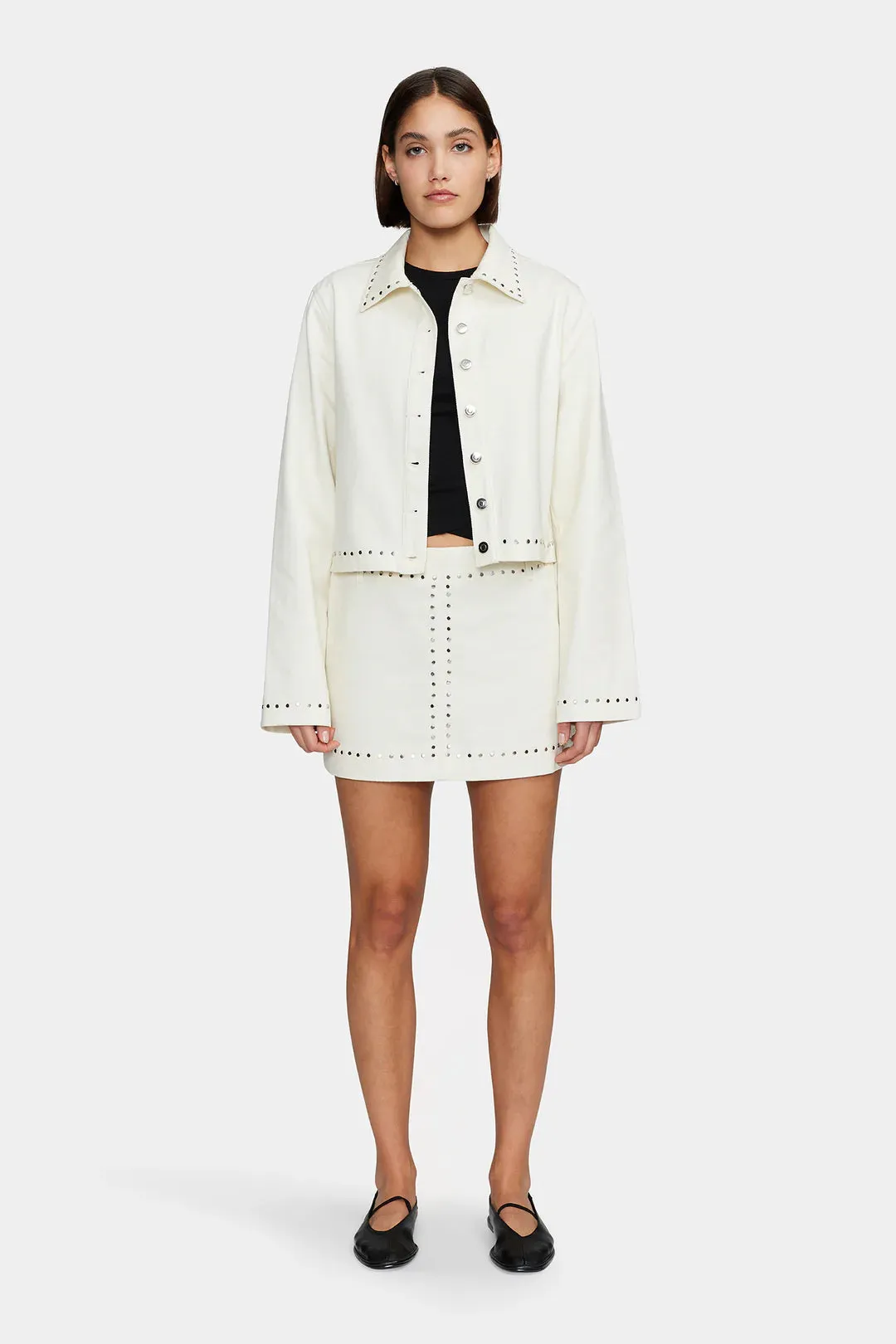 MITCHELL STUDDED SKIRT | CREAM