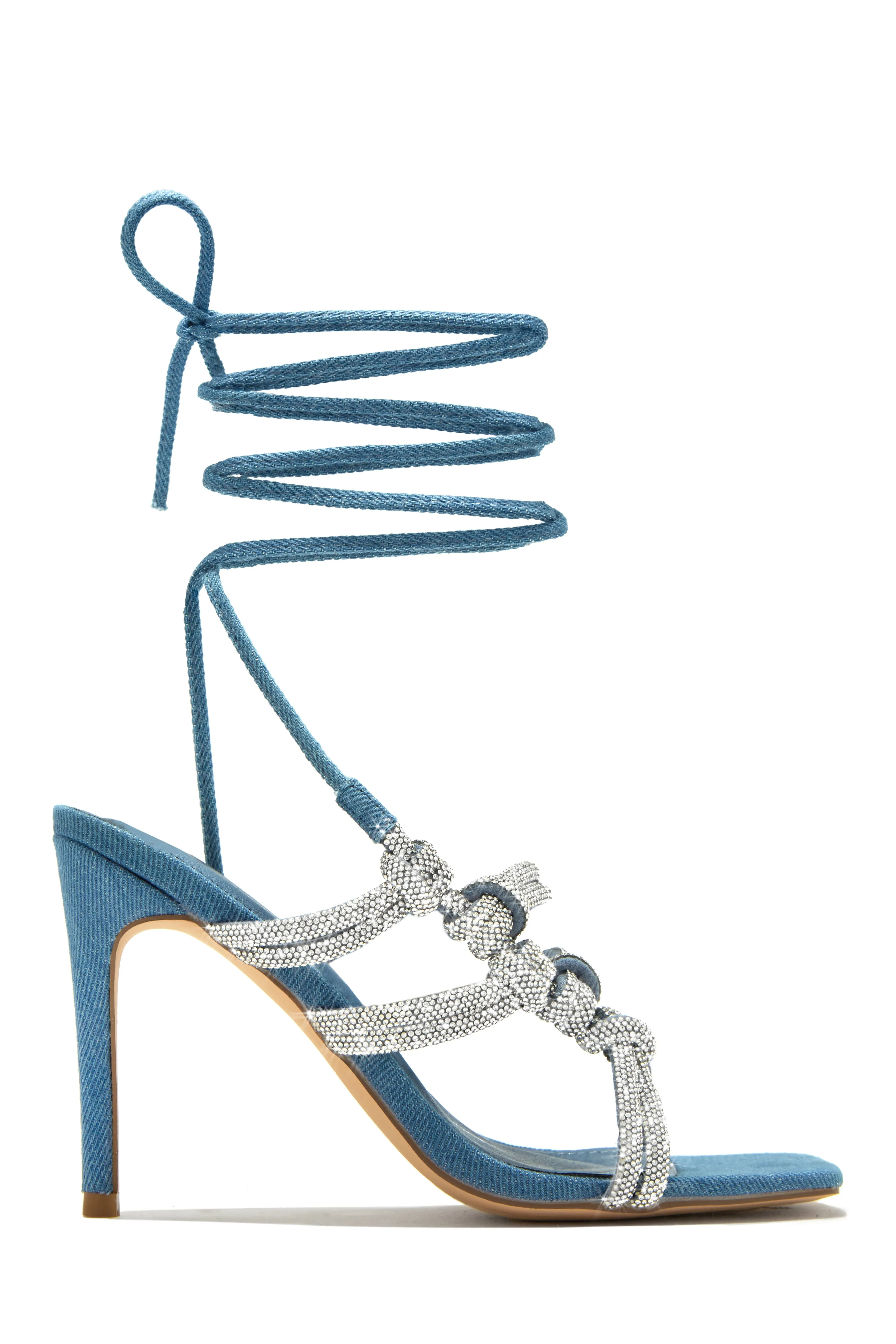 Party Girl Era Embellished Lace Up Heels - White