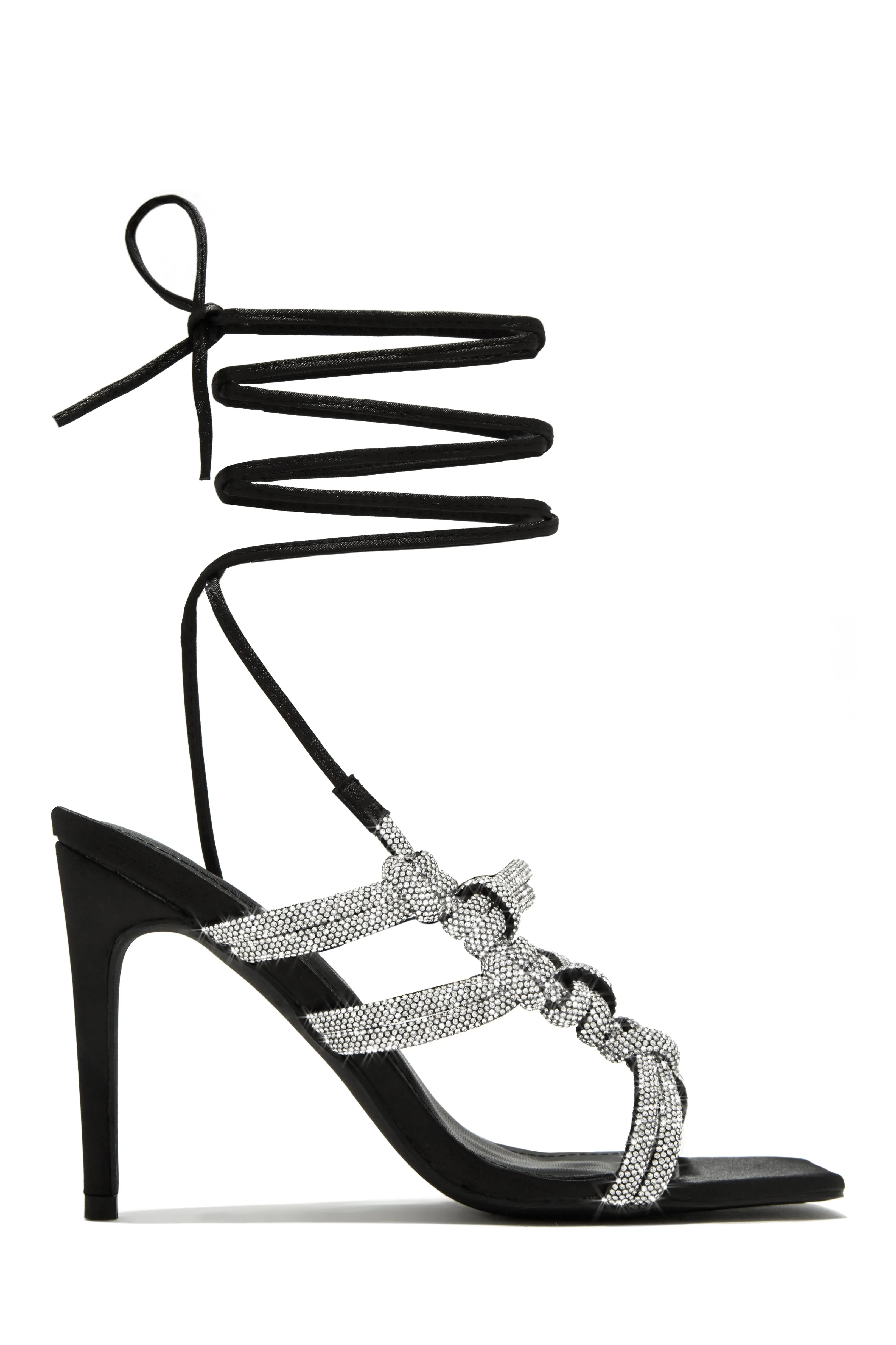 Party Girl Era Embellished Lace Up Heels - White