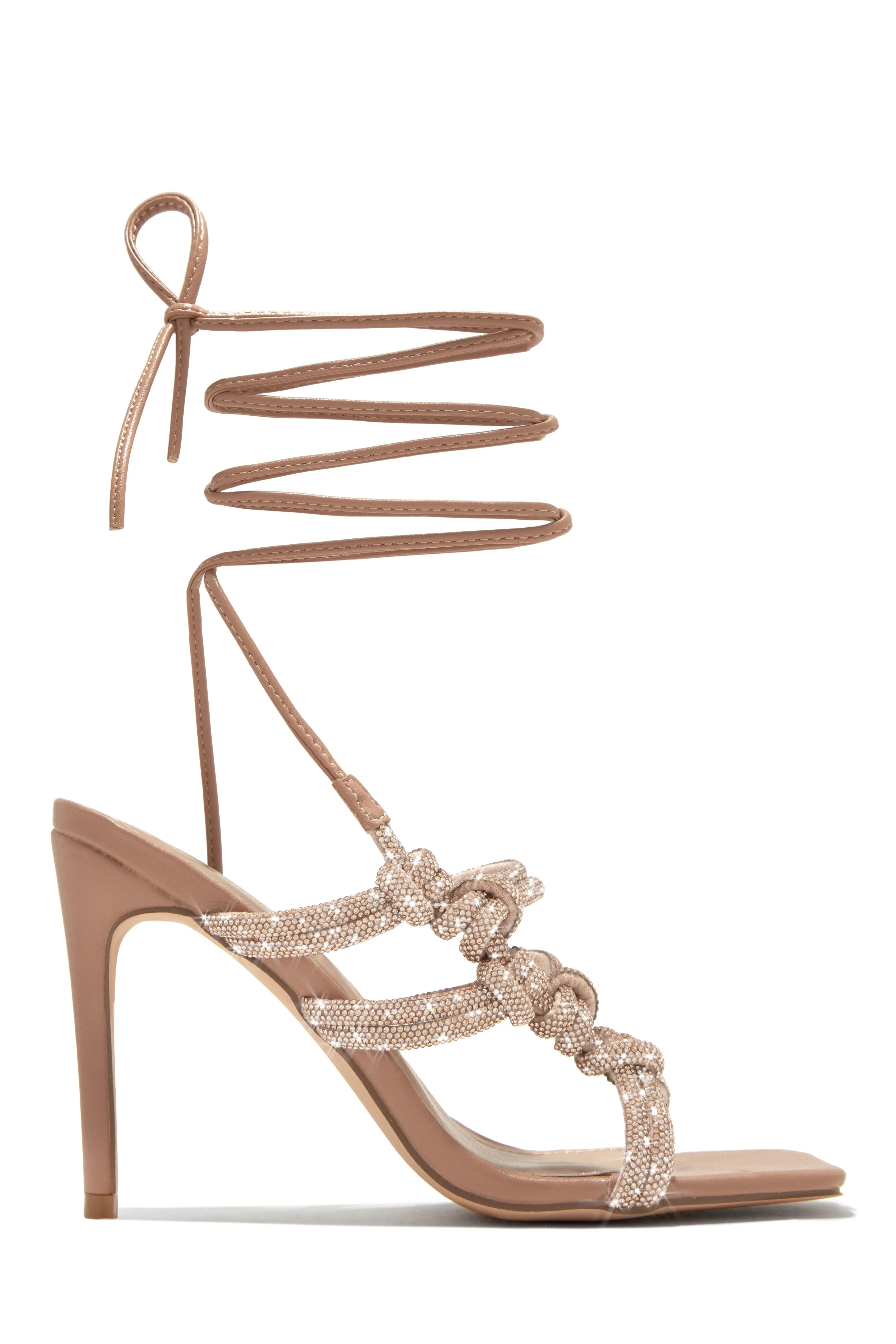 Party Girl Era Embellished Lace Up Heels - White