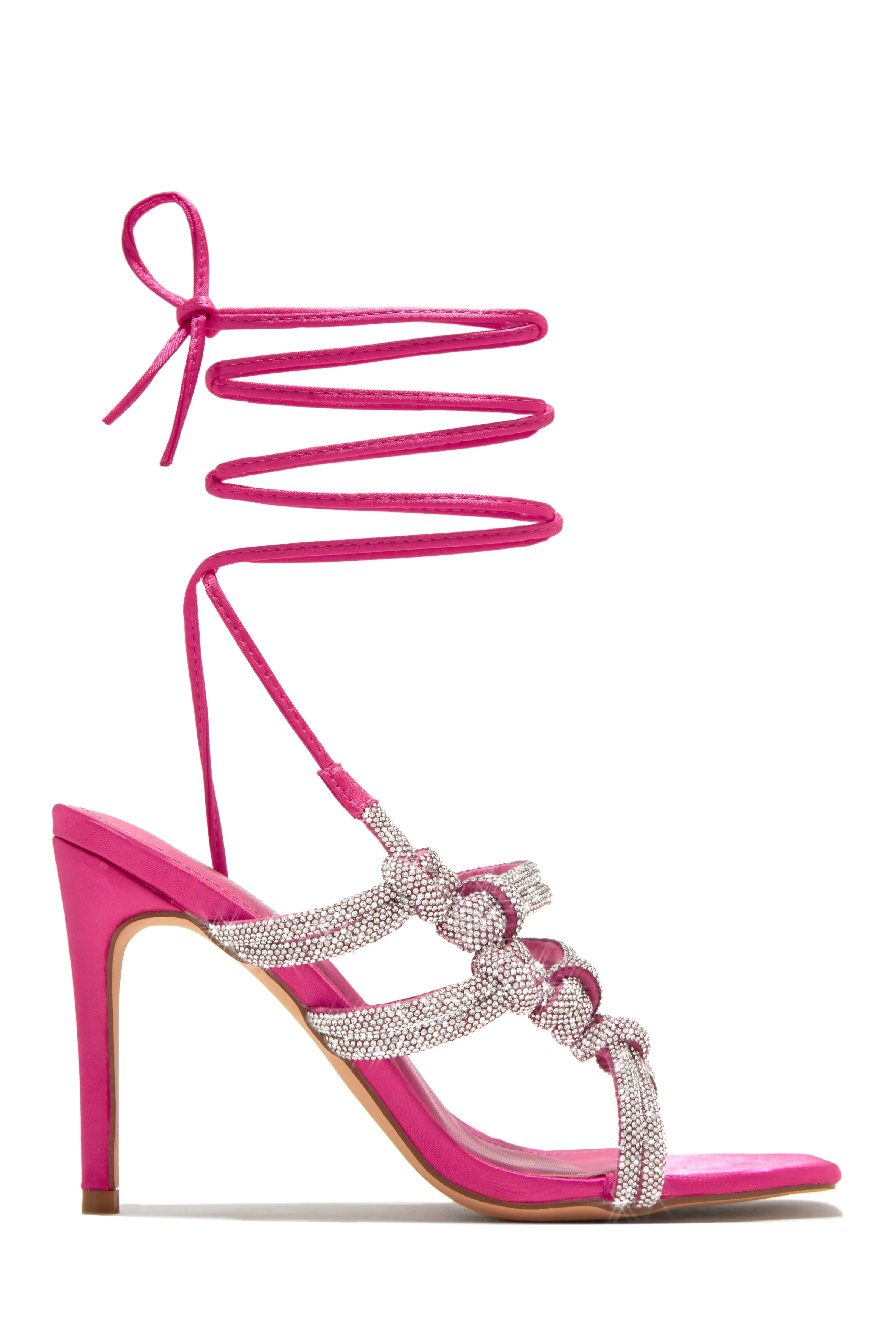Party Girl Era Embellished Lace Up Heels - White