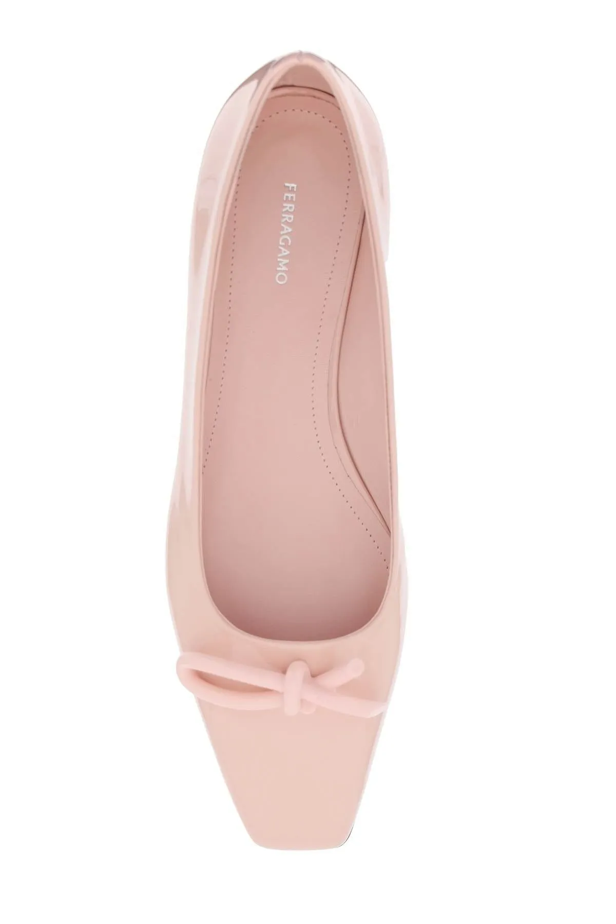 PATENT LEATHER BALLET FLATS WITH ASYMMETRICAL BOW