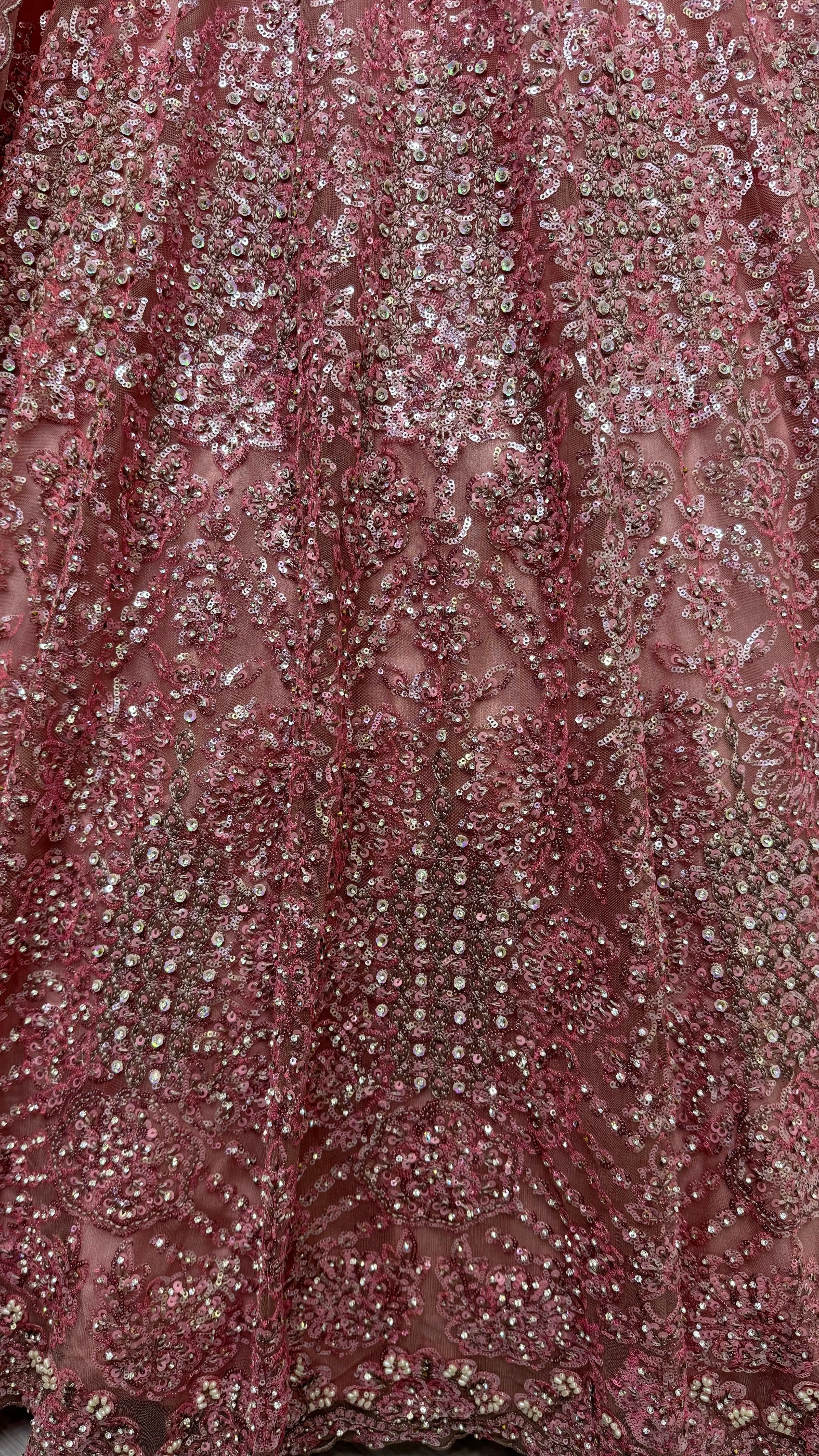 Pink Heavy Soft Net Heavy Multi thread & Sequence work Wedding Bridal Lehenga Choli
