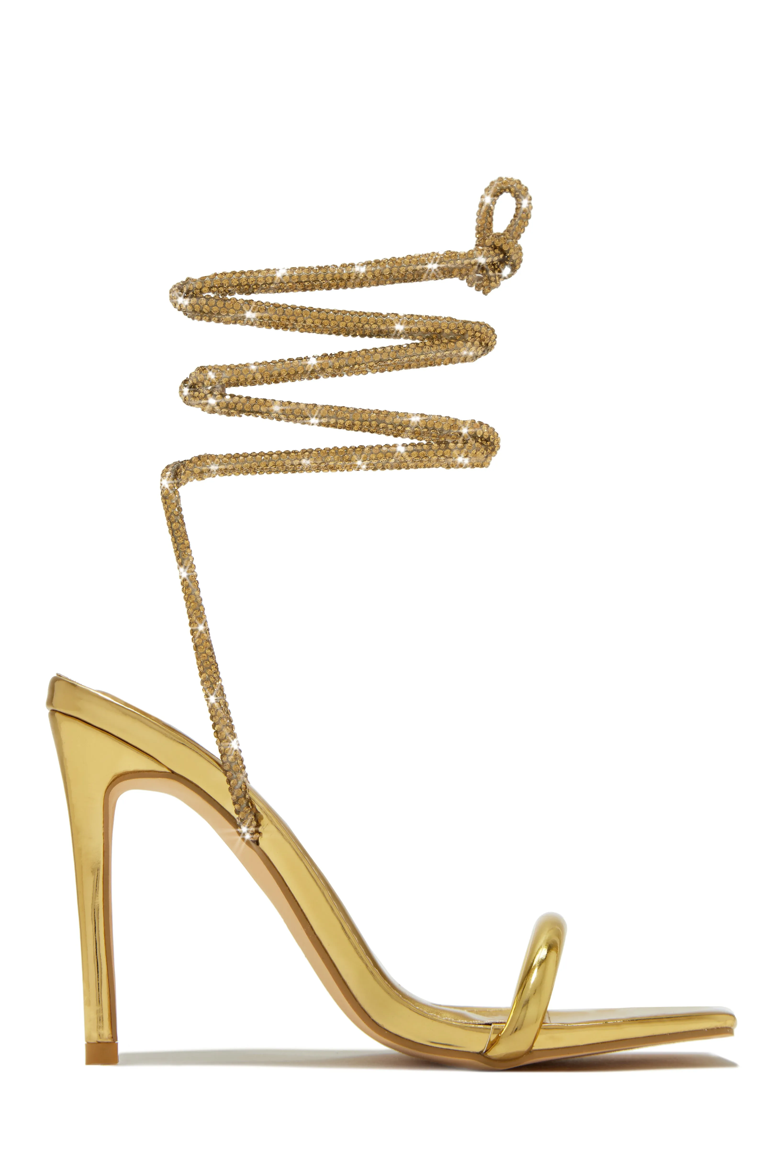 Pretty Girl Embellished Lace Up High Heels - Nude