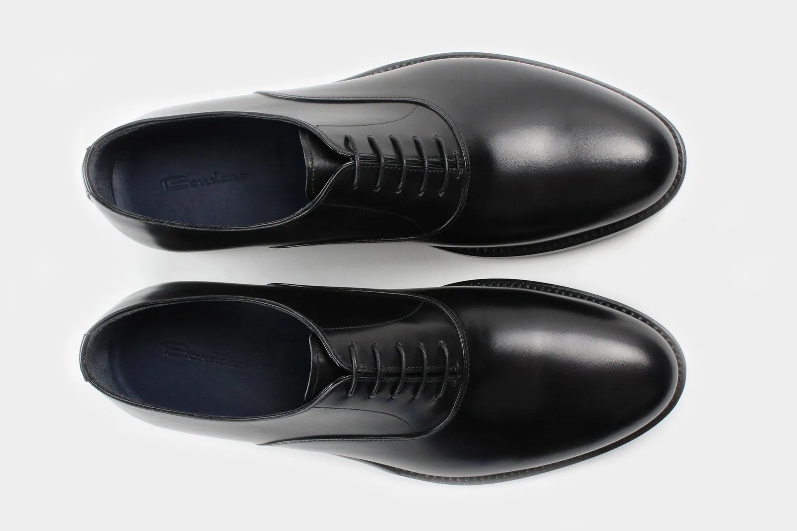 SANTI • Custom Fitted Bespoke Semi Wholecut Oxford Shoes • BLACK