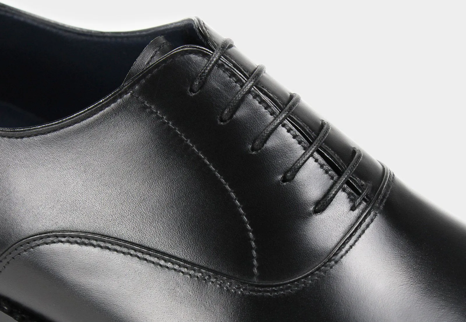 SANTI • Custom Fitted Bespoke Semi Wholecut Oxford Shoes • BLACK