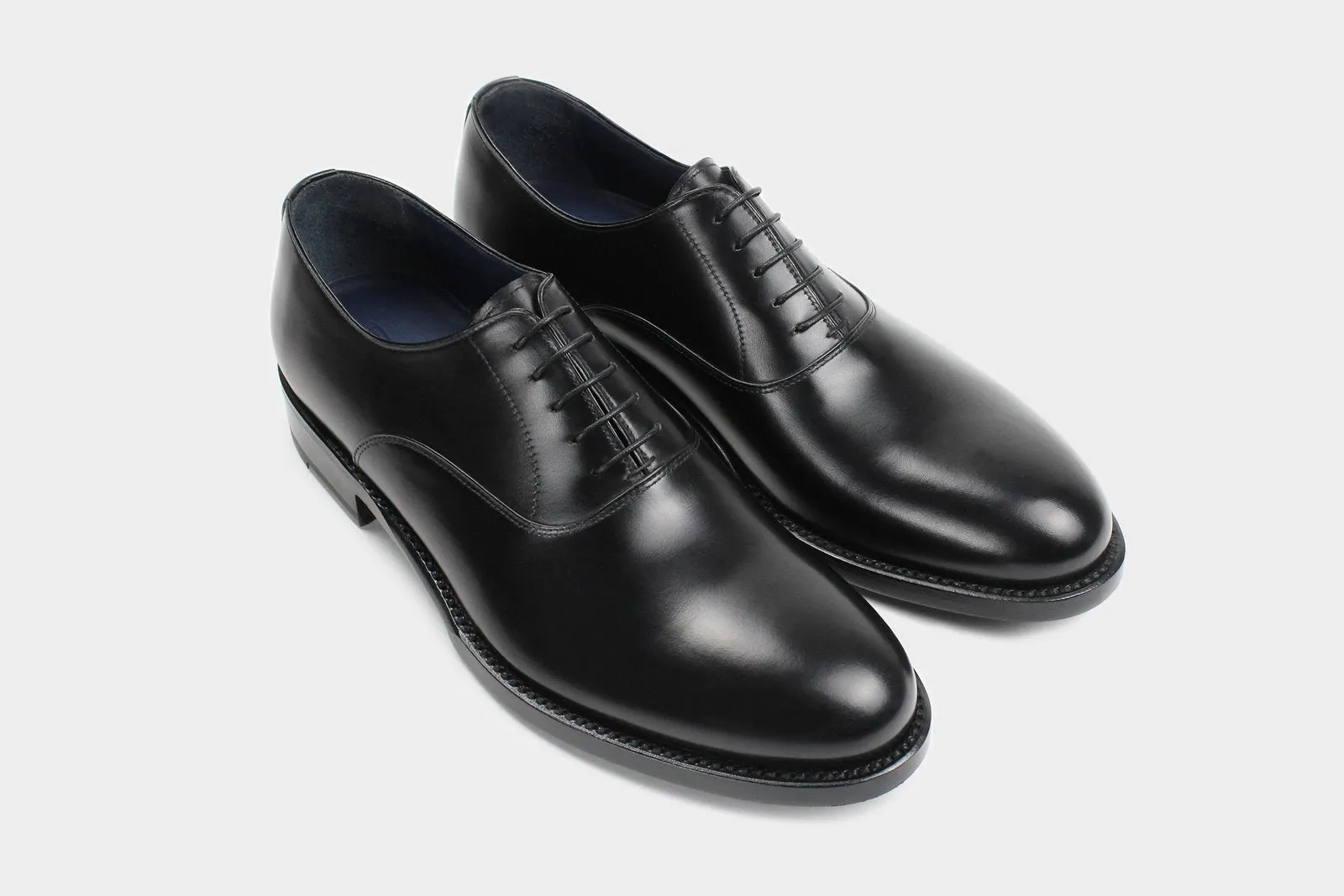 SANTI • Custom Fitted Bespoke Semi Wholecut Oxford Shoes • BLACK