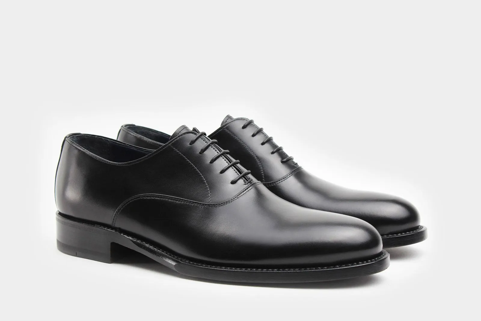SANTI • Custom Fitted Bespoke Semi Wholecut Oxford Shoes • BLACK