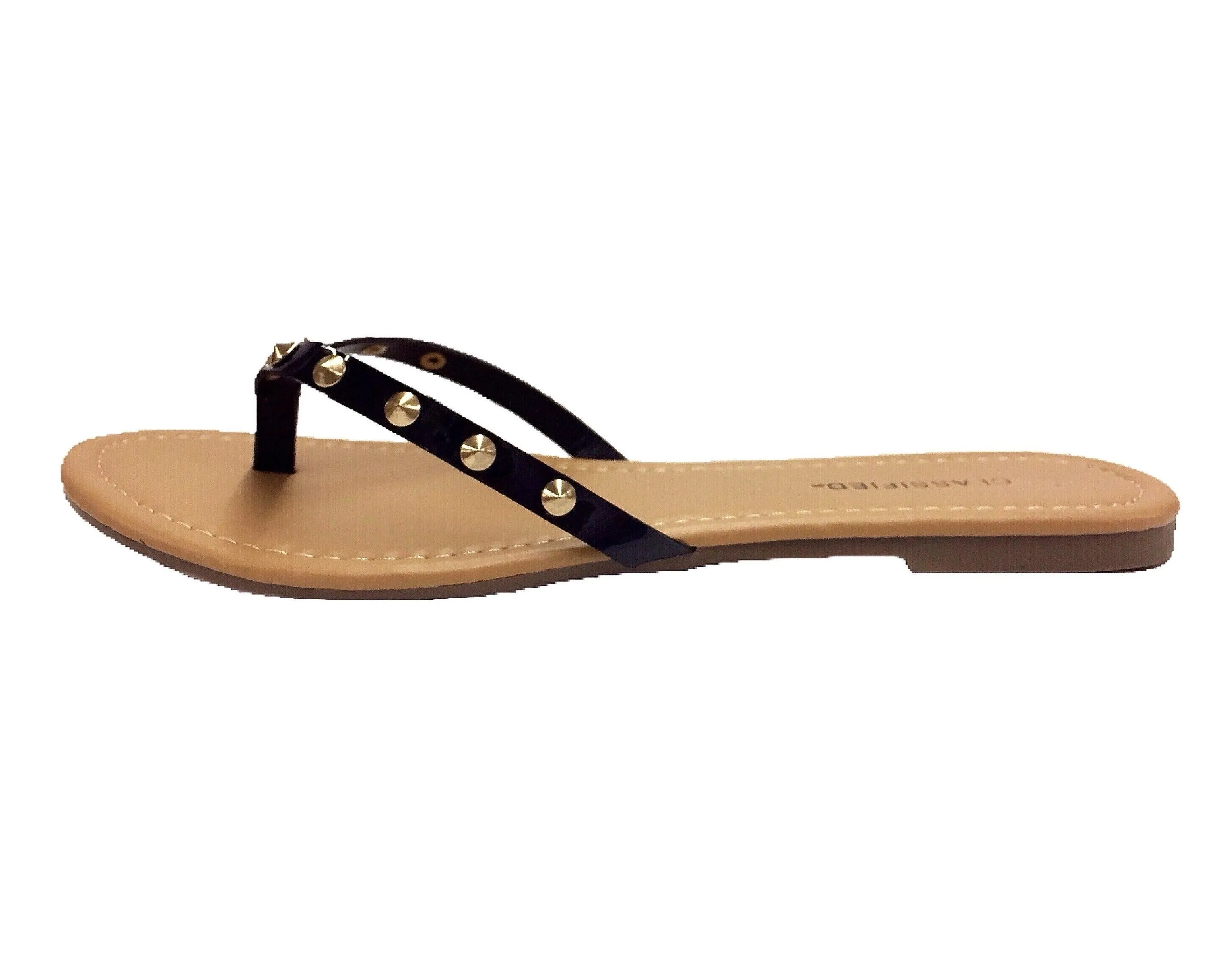 Slip-On Studded Flat Thong Sandals