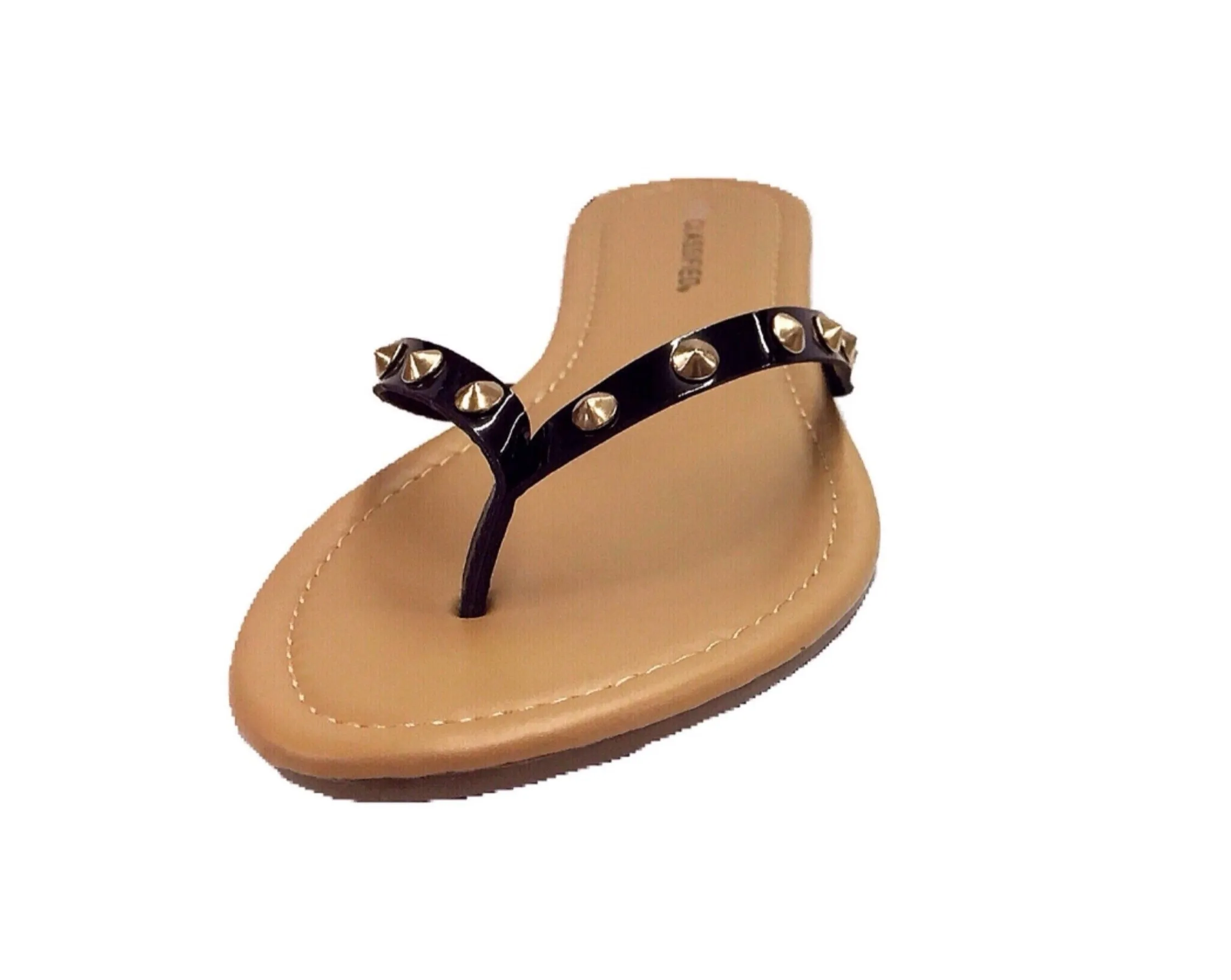 Slip-On Studded Flat Thong Sandals