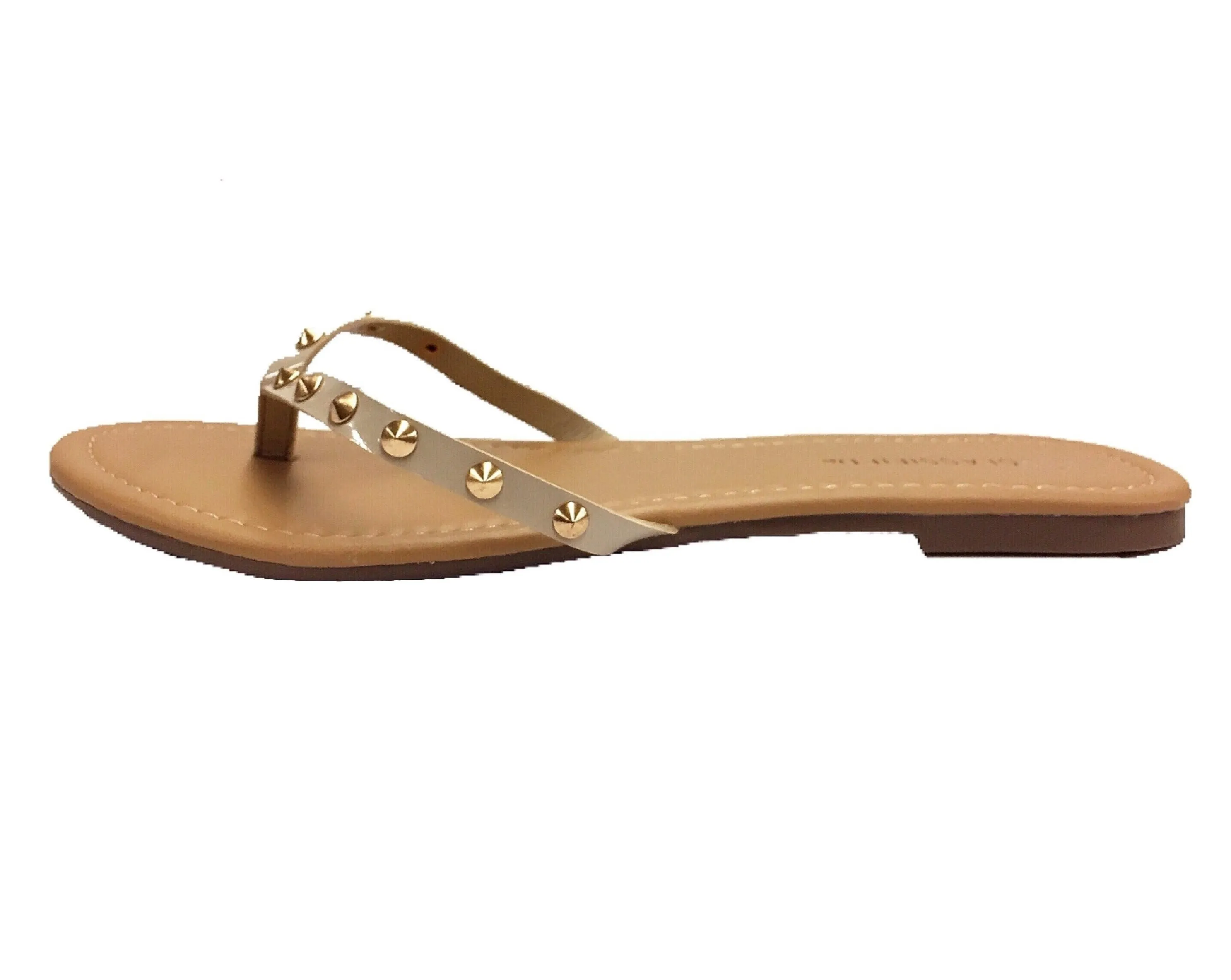Slip-On Studded Flat Thong Sandals