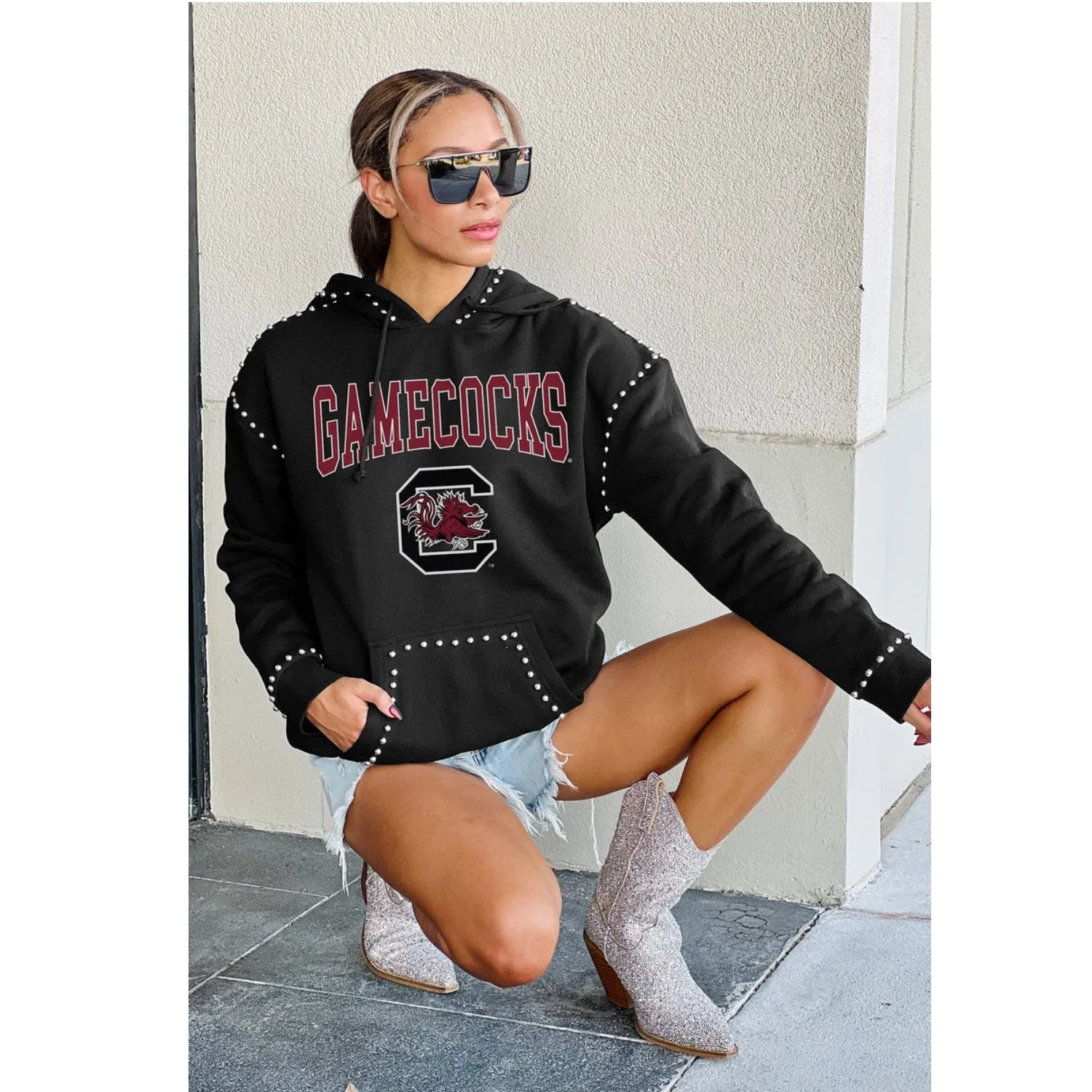 SOUTH CAROLINA GAMECOCKS BELLE OF THE BALL STUDDED FLEECE HOOD